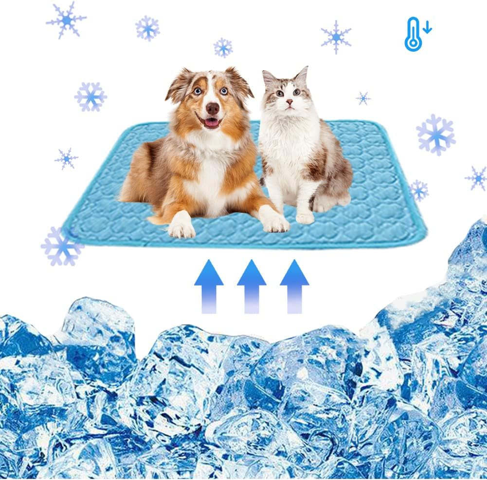 Feimax Dog Cooling Mat, Pet Summer Pads Cat Ice Silk Self Bed Sleeping Washable & Portable Cushion Home or Outdoor for Kennel/Sofa/Bed/Floor/Car Seats Small Medium Large Dogs Cats