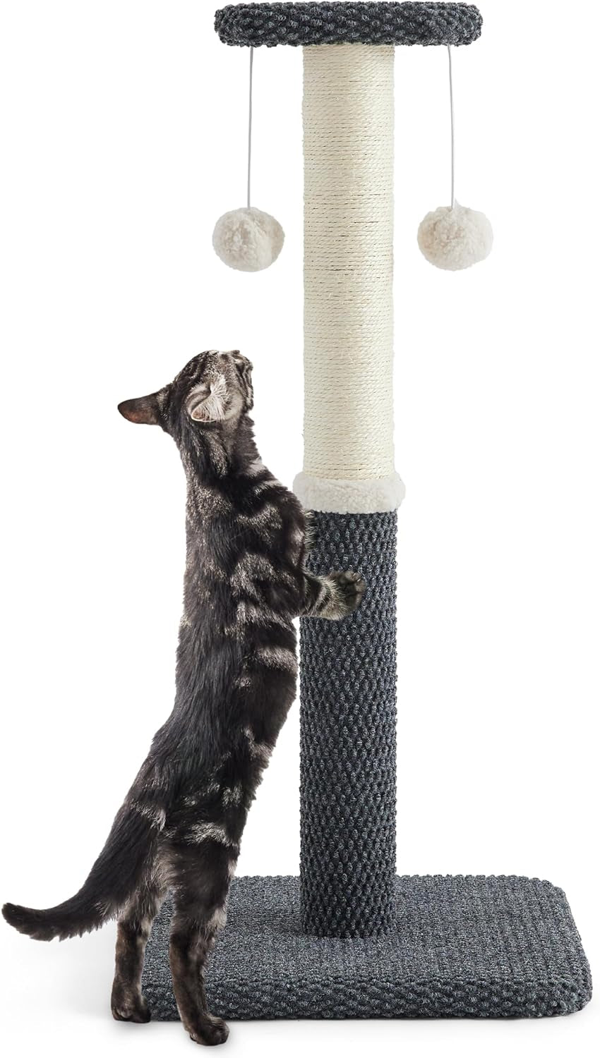 Lesure 34" Tall Cat Scratching Post - Highly Resistant Carpet Scratch Post, Premium Sisal Rope Scratch Posts Kitten and Adult Cats, Sturdy Large Scratch Pole with Hanging Ball, Grey