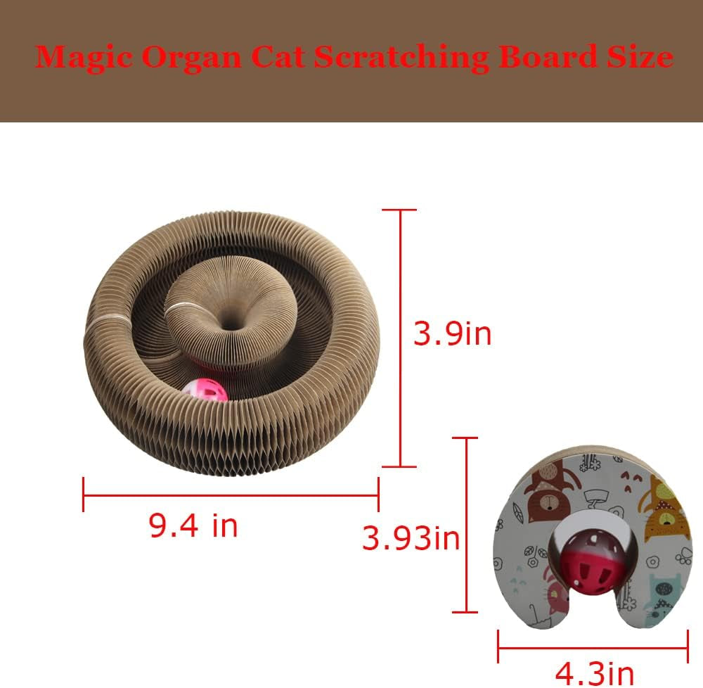 Magic Organ Cat Scratching Board with Toy Bell, Cat Scratcher for Grinding Claw, Cardboard Cat Scratcher Board Foldable