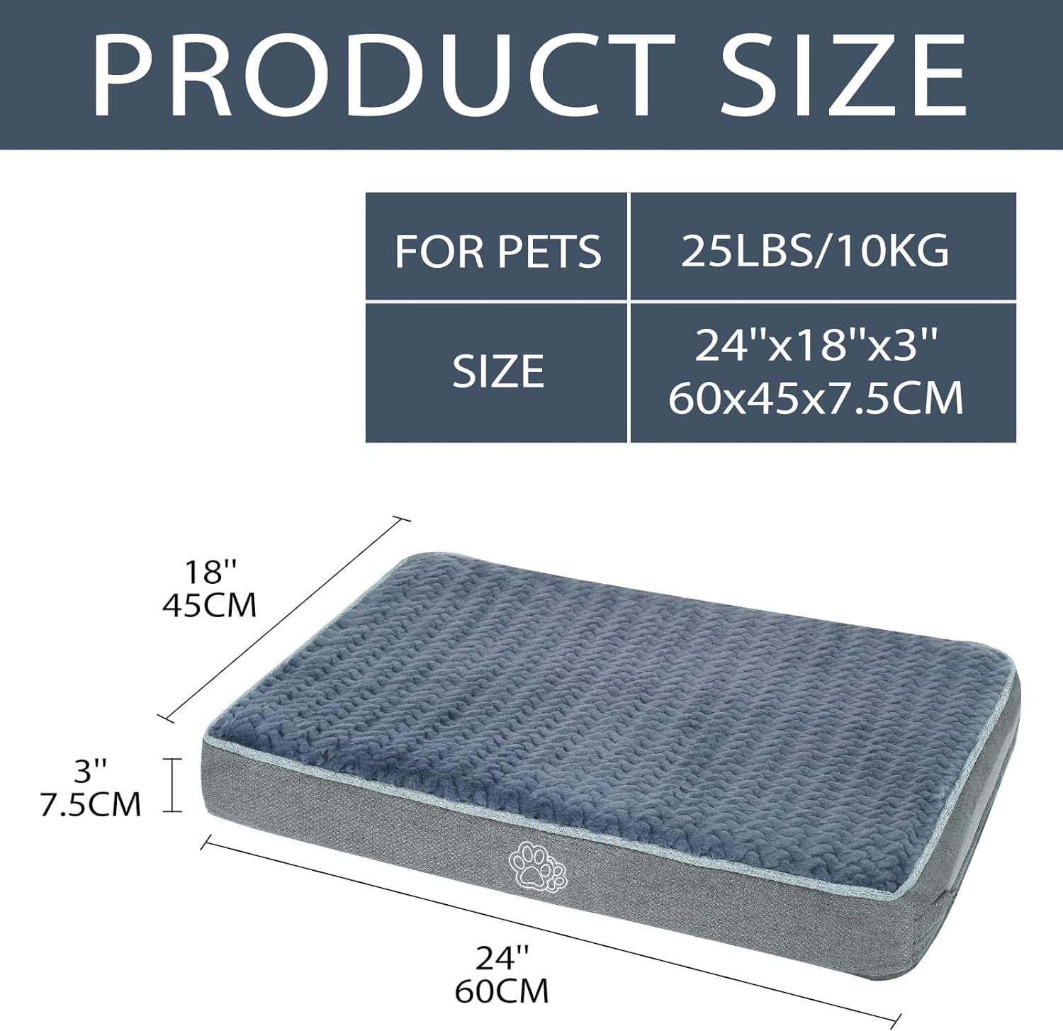 EMPSIGN Crate Dog Bed - Pad for Dog Crate, Reversible Pet Crate Mat with Removable Washable Cover, Kennel Pads for Dog Cages Suitable for S to XXL Dogs - Stone Gray