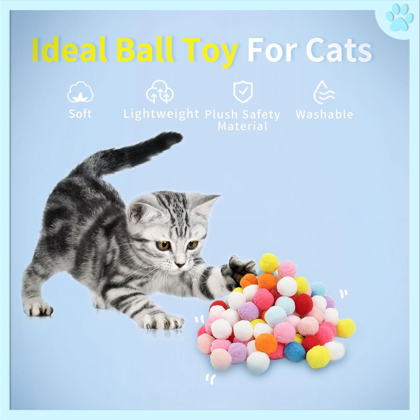 24 Pcs Colorful Pet Balls, Soft Plush Balls, Indoor Toy for Cat, Interactive Cat Toy.