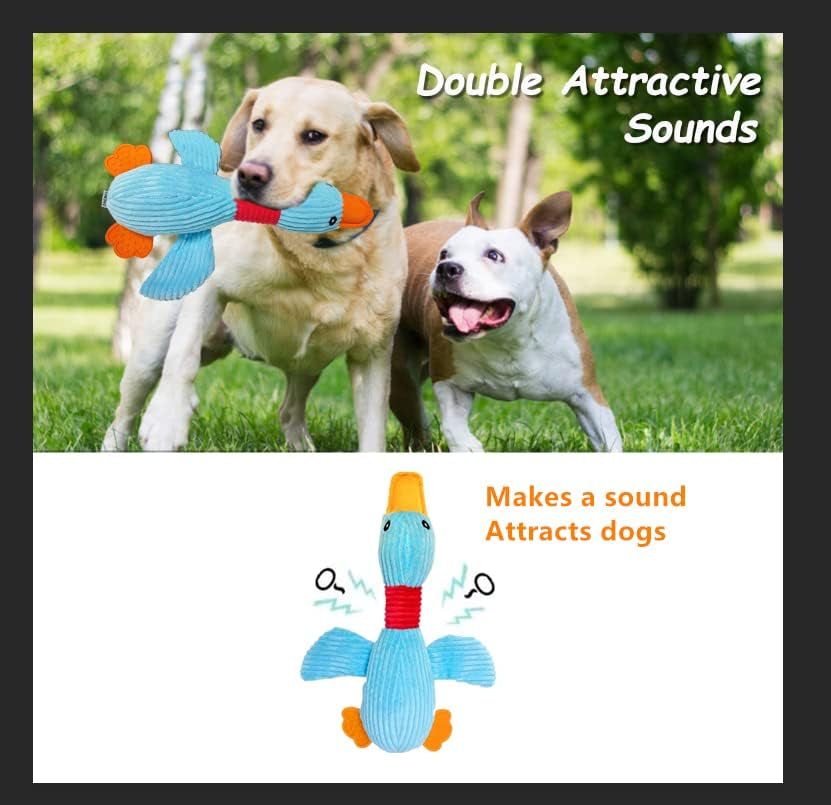 2023 Goose Indestructible Dog Toys for Aggressive Chewers Small Medium Large Breed, Crinkle Squeaky Dog Toys Plush Dog Toy Puppy Chew Toys for Teething, Duck Interactive Dog Puppy Toys