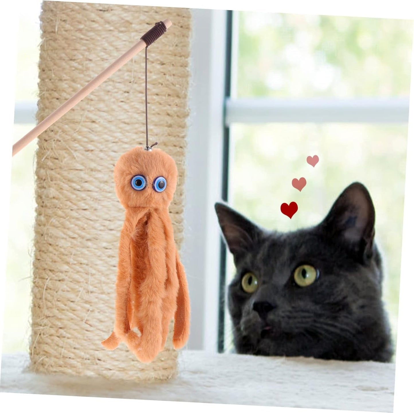 2Pcs Chew Toys Cat Toy Cat Fishing Pole Toy Stuffed Toy Octopus Toys Dealspet Supplies Teasing Toy for Cat Wand Toys for Indoor Cats Wooden Pole Cat Teaser Stick Plush