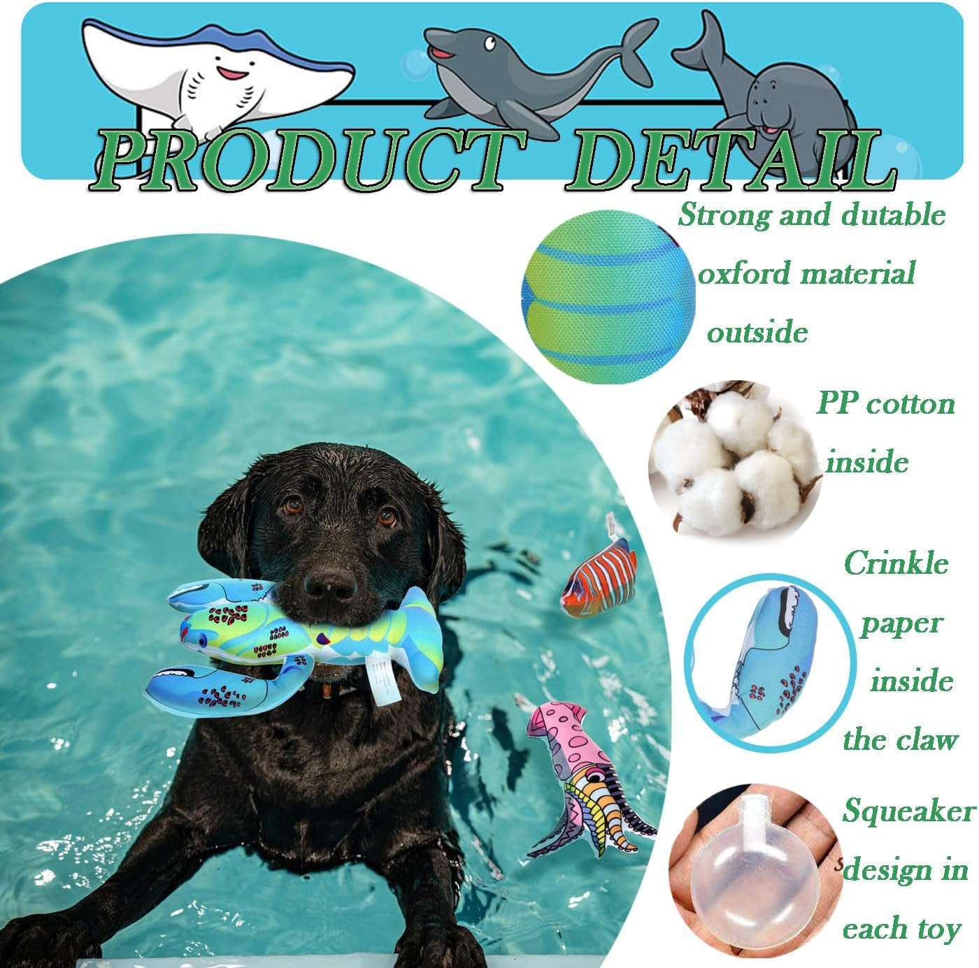 4 Pack Squeaky Dog Water Toys, Floating Dog Pool Toys, Cute Dog Summer Accessories for Small Medium Large Dogs