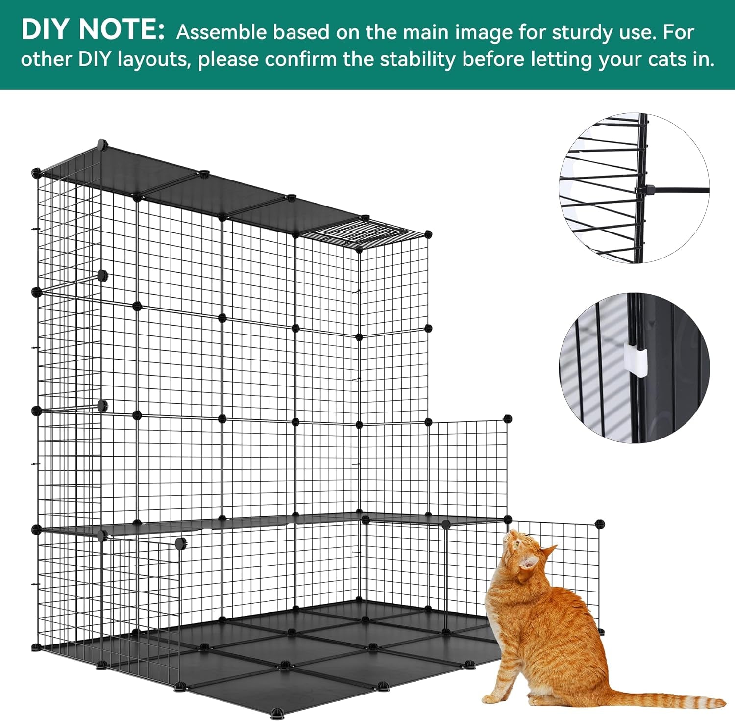 YITAHOME Cat Cage 2 Tier Indoor Cat Enclosures Kitten Cage DIY Pet Playpen Metal Kennel for 1-2 Cats, Ferret, Chinchilla, Rabbit, Small Animals, Kitty, Squirrel, RV Travel, Camping