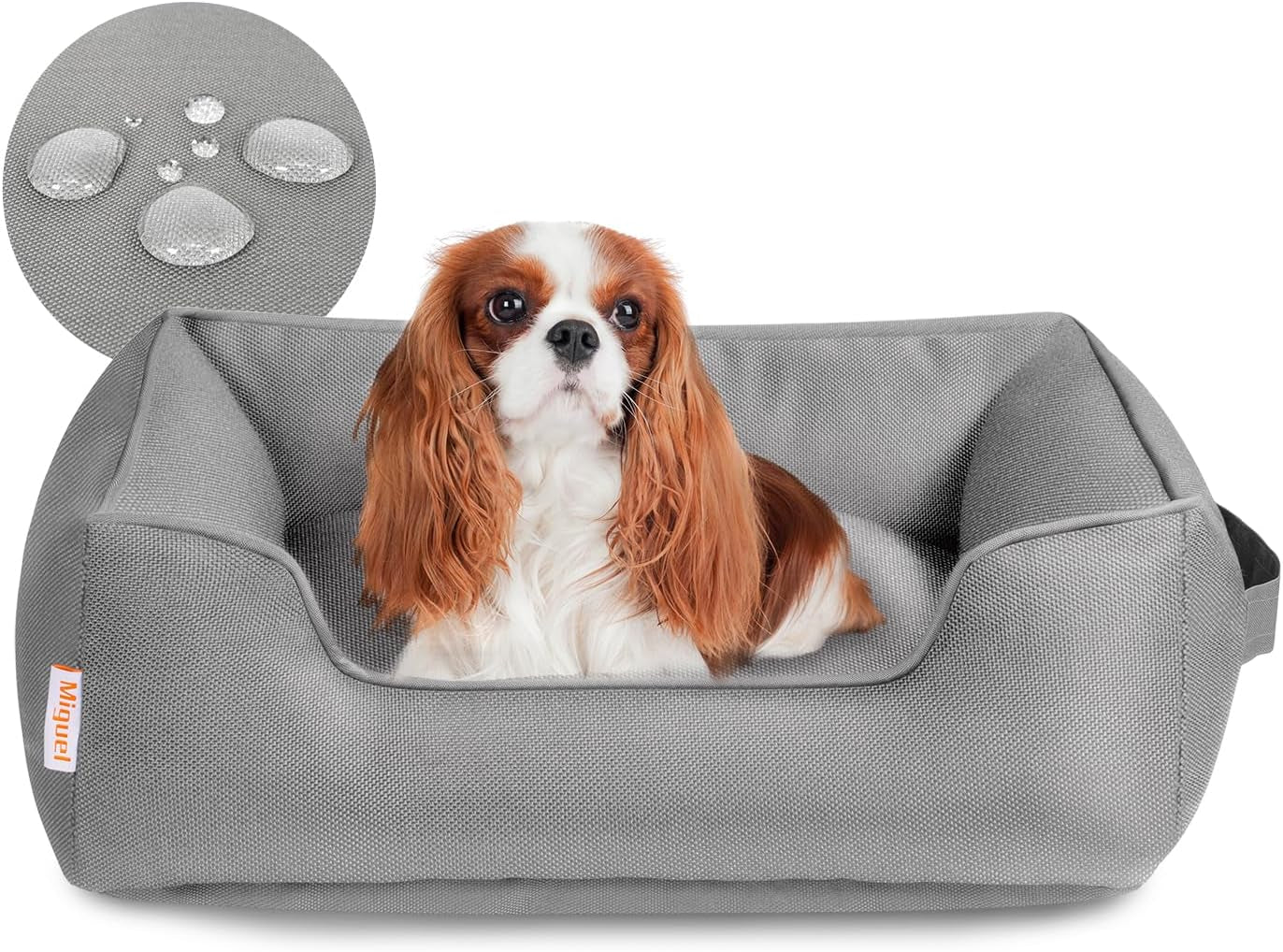 Miguel Waterproof Outdoor Dog Bed for Medium Small Dogs, Oxford Pet Bed Tough with Sides Easy Clean, All Weather Rectangle Puppy Bed with Removable Cover Bolster Bed Scratch Resistant, 30 Inches