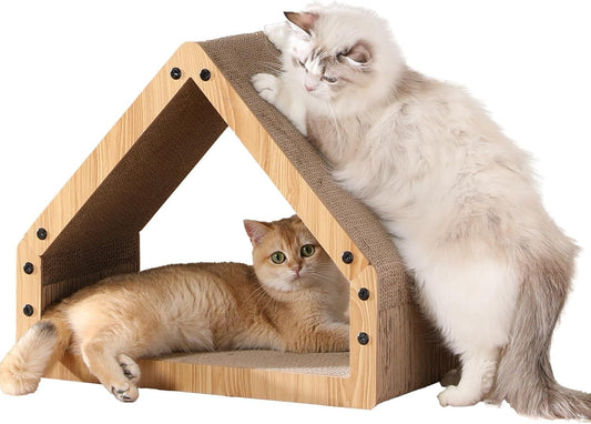 FUKUMARU Cat Scratcher House, Cozy Cardboard Design, Safe and Secure for Kittens, Eco-Friendly, 16.14 in Bevelled Surface, Maximum Load Capacity 22 Lbs