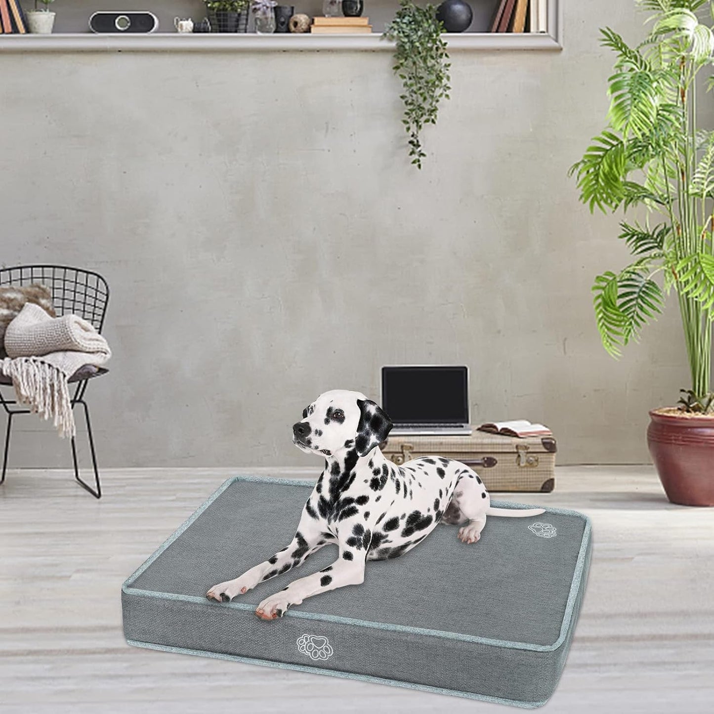 EMPSIGN Crate Dog Bed - Pad for Dog Crate, Reversible Pet Crate Mat with Removable Washable Cover, Kennel Pads for Dog Cages Suitable for S to XXL Dogs - Stone Gray