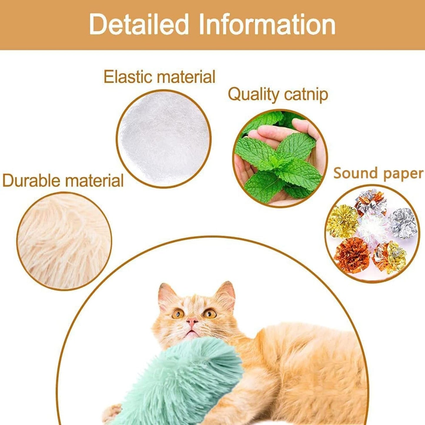 3 Pack Cat Kicker Toys,11" Long Soft Plush Cat Toys Interactive Toy, Cat Pillows Toys with Sound Paper, Catnip Toys for Kitty Chewing Training Interactive