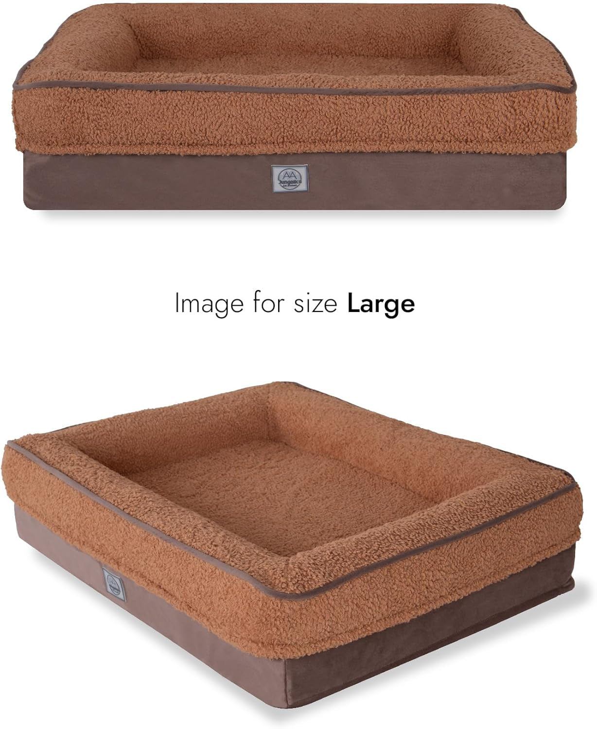 Memory Foam Dog Bed for Large Dogs. Waterproof Dog Sofa Bed Large, Supportive Foam Pet Couch Bed with Removable Washable Cover with Waterproof Cover and Non Skid Bottom, Brown