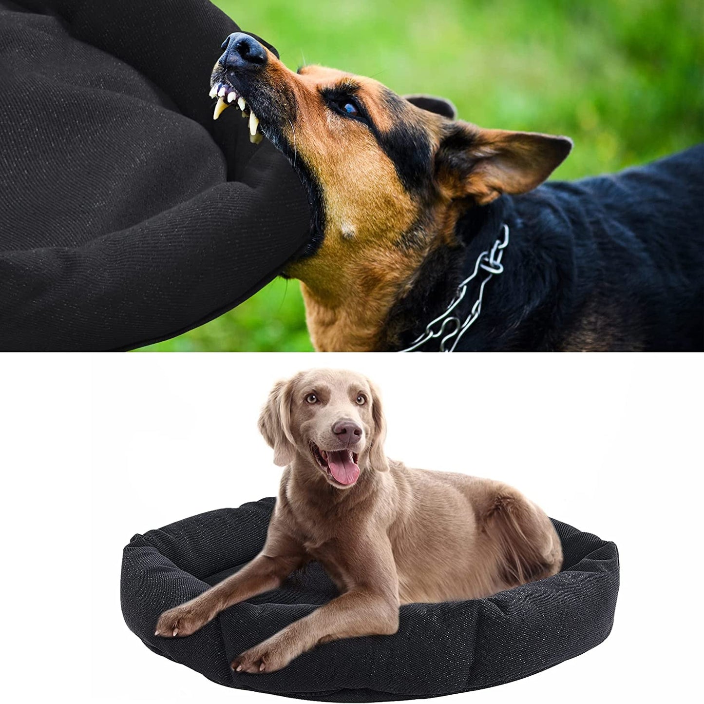 HOMBYS Chew Proof Dog Bed, Indestructible Dog Bed for Aggressive Chewers, round Durable Tough Pet Bed, Black Waterproof Orthopedic Dog Pillow Bed for Small Dog/Cat,20”X24”X5”,Machine Washable