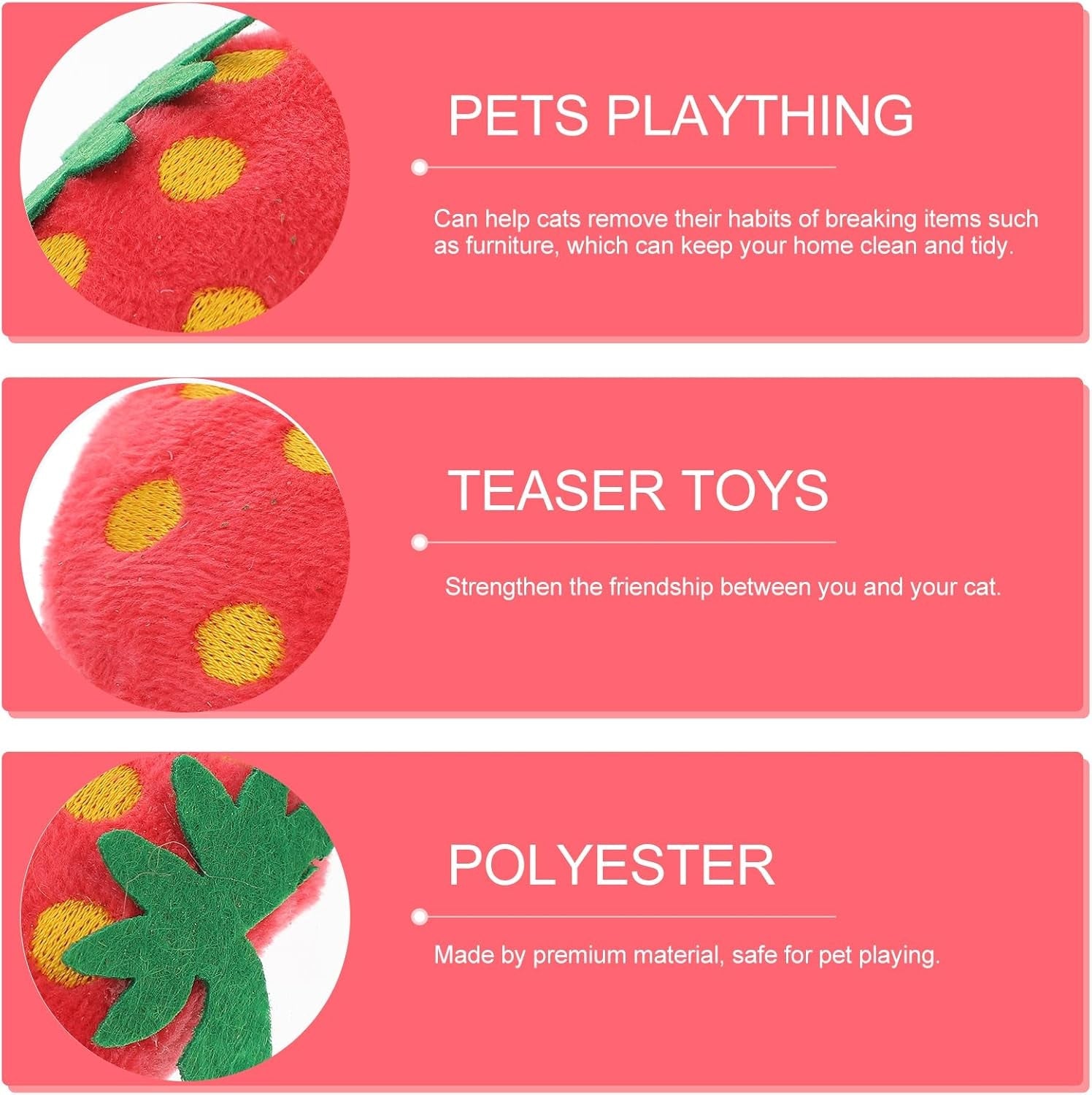 10Pcs Plush Simulated Strawberry Toys Pet Bite Chew Doll Cat Catnip Playing Toy Funny Pet Plush Toy Home Decor for Cat Pet