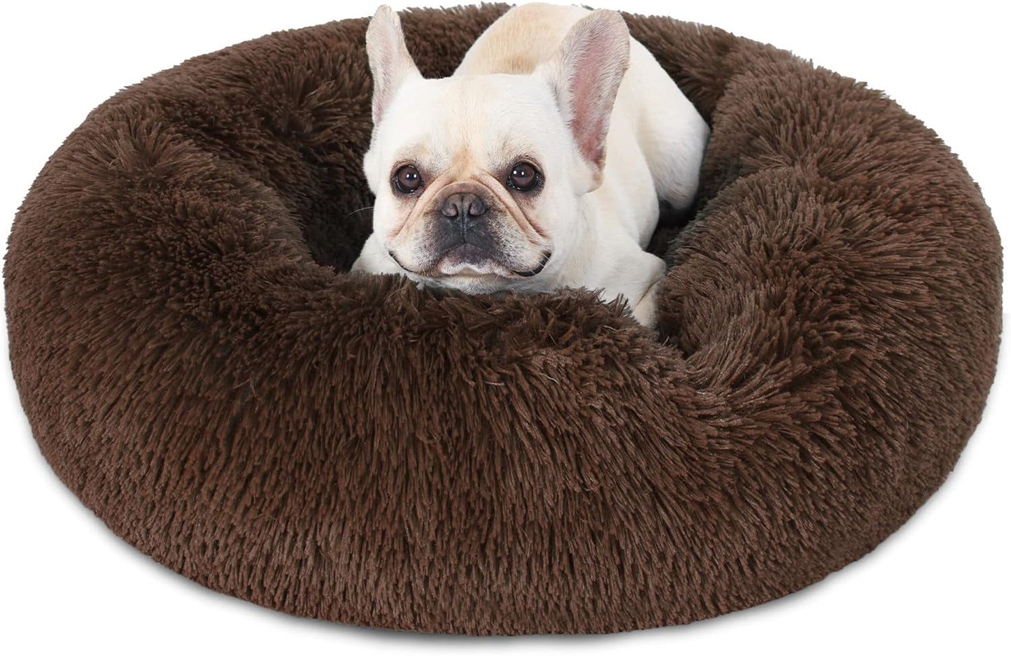 Dog Beds for Large Dogs, Big Calming Dog Bed Washable, Pet Beds for Medium Dogs to Extra Large Dogs, 36 Inch Plush round Donut anti Anxiety XL Dog Bed, Dark Brown