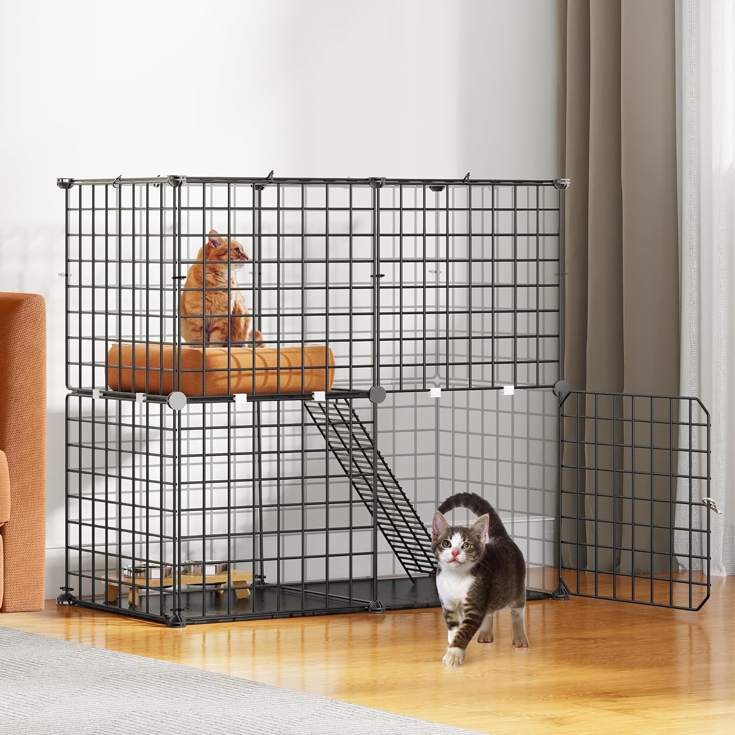 YITAHOME 4-Tier Indoor Cat Enclosure with Hammock - Large Metal Wire Playpen Kennel for 1-3 Cats