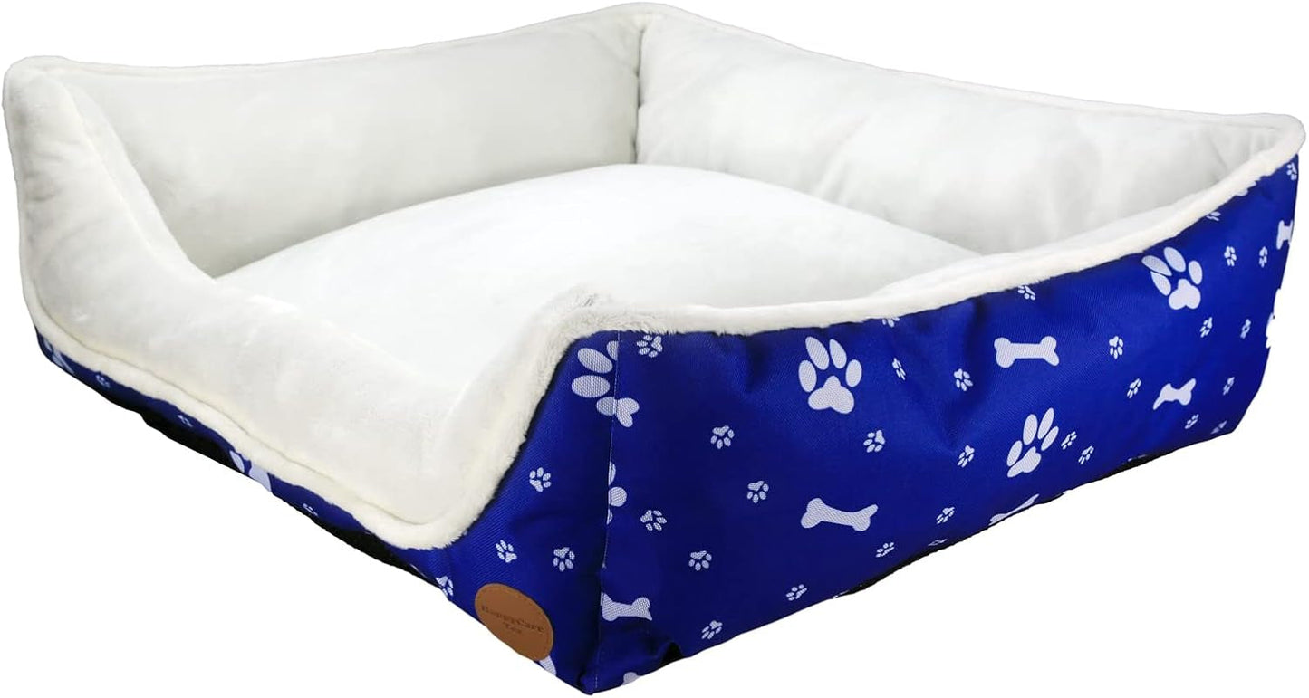 Long Rich Rectangle Dog Bed, Super Soft Plush Pet Bed for Indoor Cats Dogs, Reversible Polyester Dog Bed, Anti-Slip Bottom, Machine Washable (Printed Oxford Black, 23.6“ X 19.7" X 7.1")