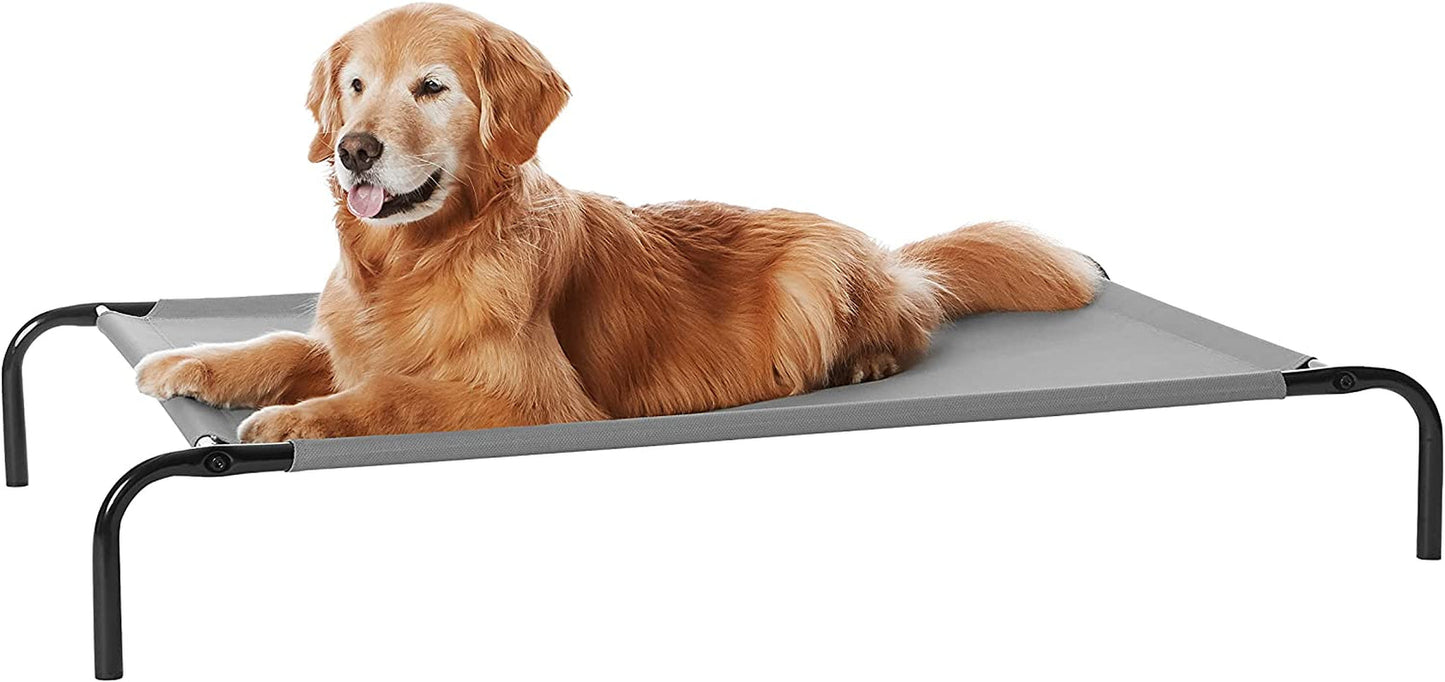 Amazon Basics Cooling Elevated Dog Bed with Metal Frame, Medium, 43 X 26 X 7.5 Inch, Grey