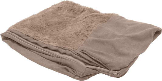 Furhaven Replacement Dog Bed Cover Plush & Suede Sofa-Style, Machine Washable - Almondine, Large