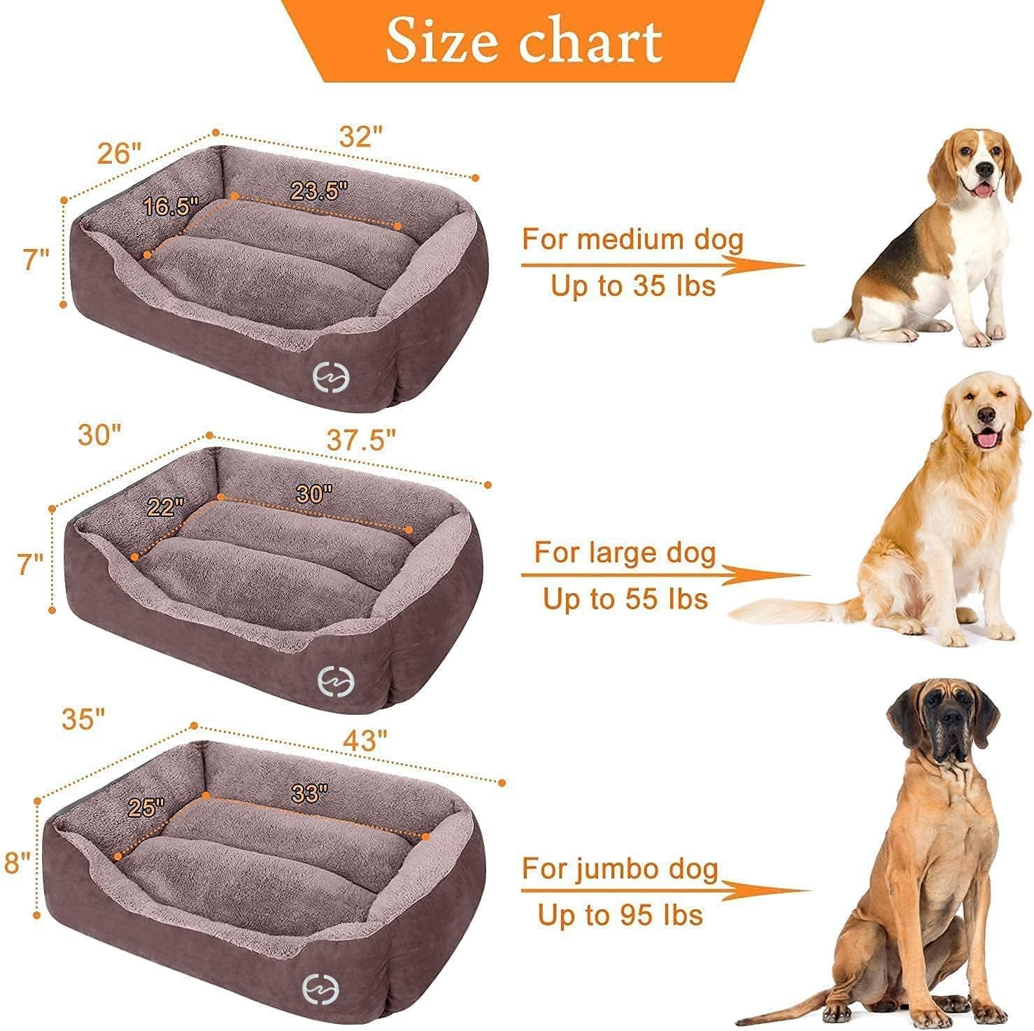 CLOUDZONE Dog Bed for Large Dogs, Large Dog Bed Machine Washable Rectangle Breathable Soft Padding with Nonskid Bottom Pet Bed for Medium and Large Dogs or Multiple