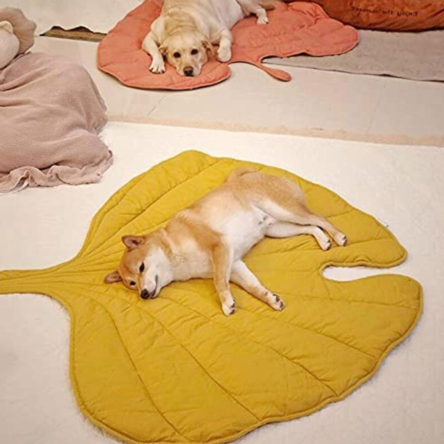 3D Leaves Shaped Pet Blanket,Cushion Household Dog Blanket or Cat Blanket, Warm a Soft, Plush Blankets for Dog Bed a Cat Bed Couch Sofa, Green