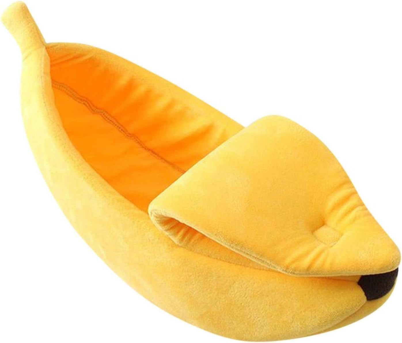 Creative Banana Shape Pet Dog Cat Bed, Cute Banana Bed for Dog Cat Self-Warming Winter Bed Mat Pet Supplies for Puppy Kitten (S)