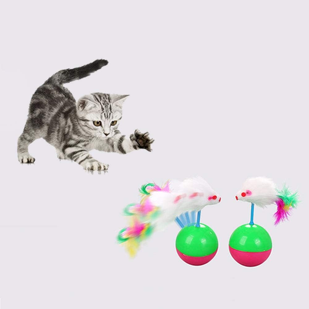 2 Pcs Cat Interactive Toys Ball Funny Interactive Plastic Mice Balance Swing Tumbler Ball for Cat Training Teasing Cat Toys