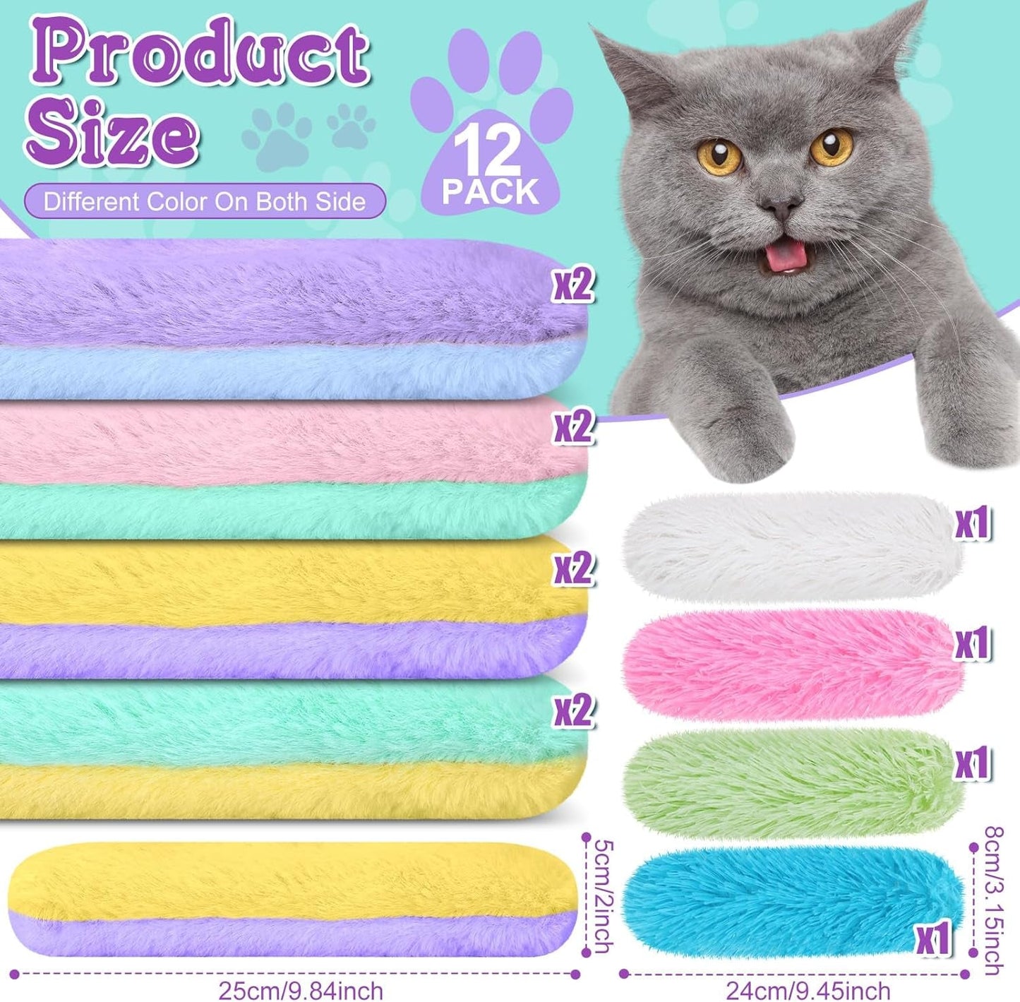 12 Pcs Cat Pillow Catnip Toys Bulk Soft and Durable Pillows Toy Cat Interactive Toy with Catnip Plush Cat Chew Teething Clean Toy for Indoor Cats Chewing