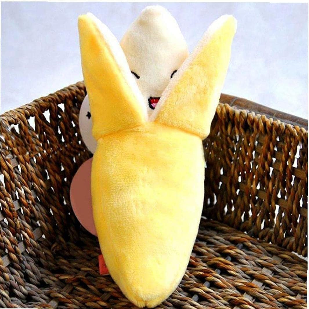 1 Pack Puppy Squeaky Plush Toys Cute Banana-Style Plush Dog Toys Funny Chew Toys for Small Animals Toy Chews Useful and Nice Dog Squeak Toys