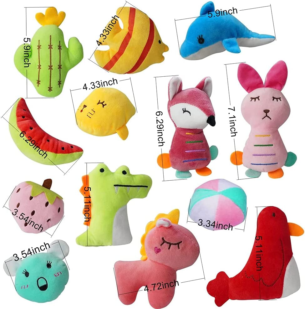 27 Pack Puppy Squeaky Toy,Different Designs Squeakers Pet Toys,Cute Bulk Plush Dog Toys,Small Dog