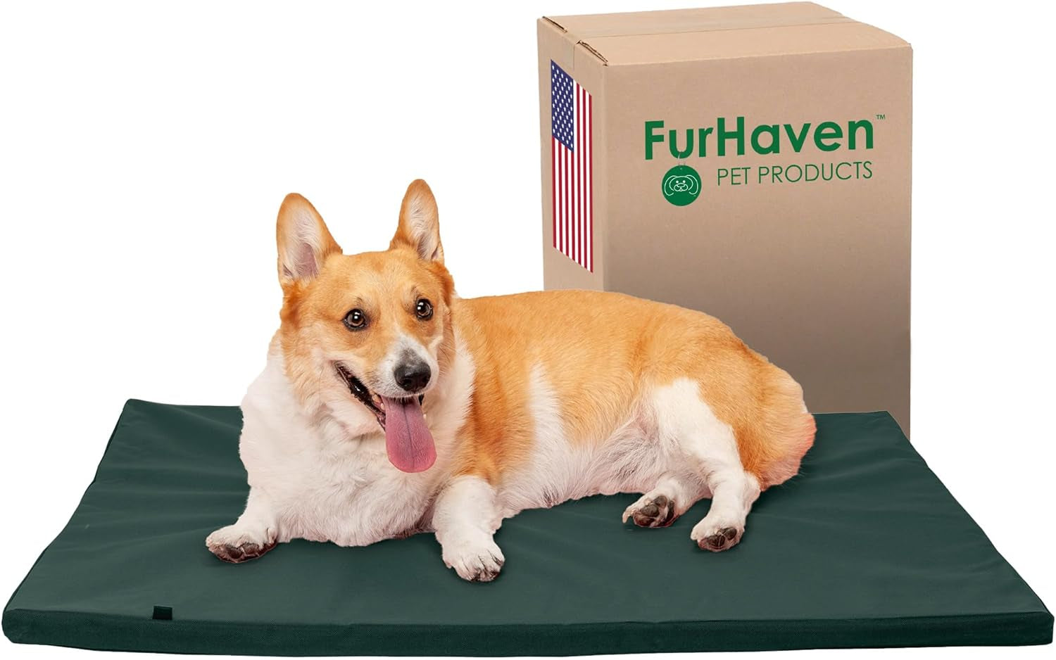 Furhaven Water-Resistant Dog Bed for Extra Small Dogs W/ Removable Washable Cover, Perfect for Crates & Kennels, for Dogs up to 12 Lbs - Two-Tone Reversible Crate Pad - Green/Gray, Extra Small