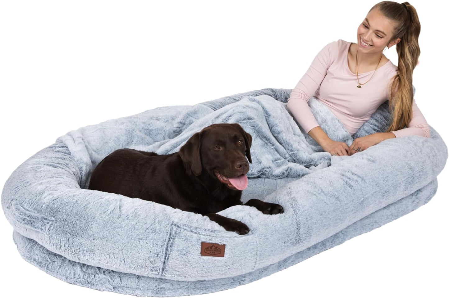 Human Dog Bed, Xxex-Large, 72X48X12In, Faux Rabbit Fur, Removable Cover, for Giant Dogs