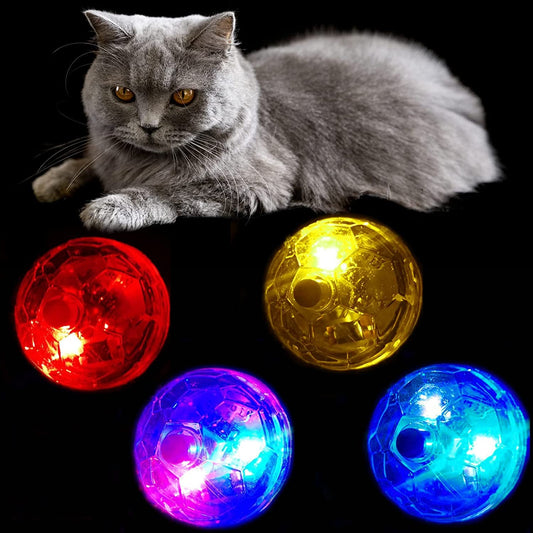 4 Pieces LED Motion Activated Ghost Hunting Cat Ball Light up Paranormal Investigate Cat Balls Interactive Fashion Lighted Glow Jumping Running Exercise Pet Ball Toys for S M L Pets Activity