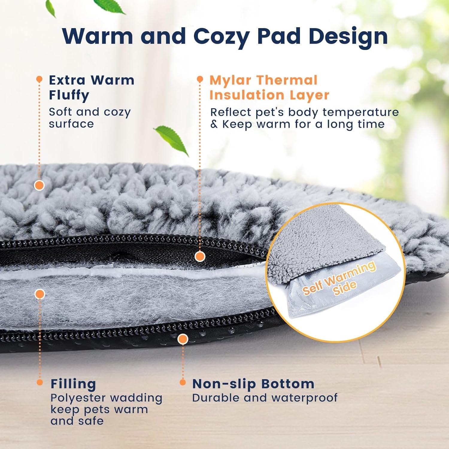 Miguel Self Warming Large Dog Bed 42 X 28 Inch Self Heating Dog Pad Extra Warm Thermal Crate Mat with Removable Washable Sherpa Cover Non-Slip Cat Pet Mattress for Sleeping (Gray,Xl)