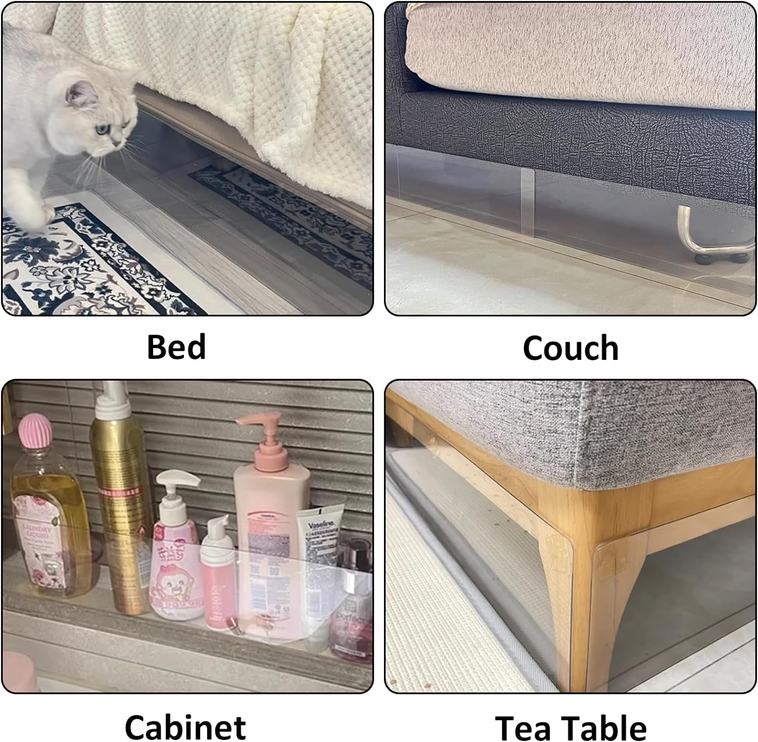 12 Pack under Couch Blocker for Pets,4.7" High Bed Dogs and Cats Barrier Blockers Acrylic Plastic Adjustable Clear Toy Blocker for Puppy Kitten Couch Sofa Bed and Other Furniture