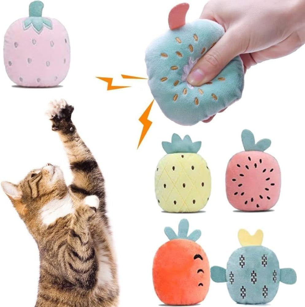 1Pc Carrot Cat Toys Catnip Toys, Cute Fruits Crinkle Cat Pillow Toys,Interactive Cats Toys, Cat Teething Chew Toys Pillow for Outdoor Indoor Kittens Pet Supplies