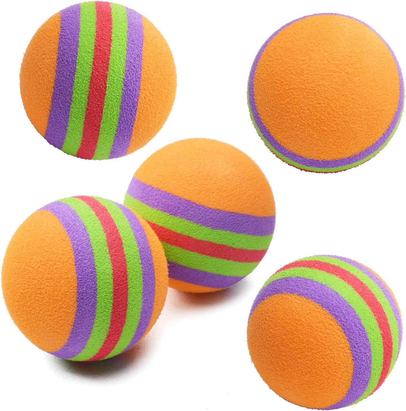 15Pcs 35Mm Pet Cat Toy Balls Interactive EVA Foam Colorful Rainbow Kitten Toys Balls for Small Dogs Puppies Kitty Quiet Indoor Outdoor Play Activity Chase Training