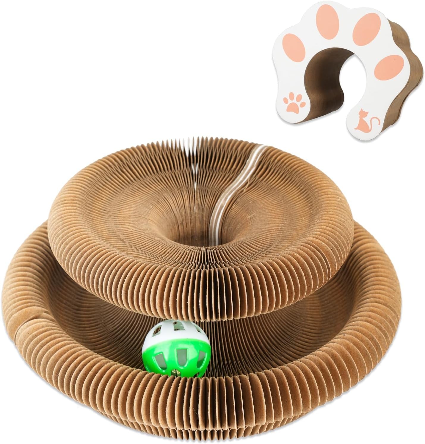 Magic Organ Cat Scratching Board, Cat Accordion Toy Cat Scratching Post Ball Track, Kitten Fun Intelligence Physical Exercise Educational Toy