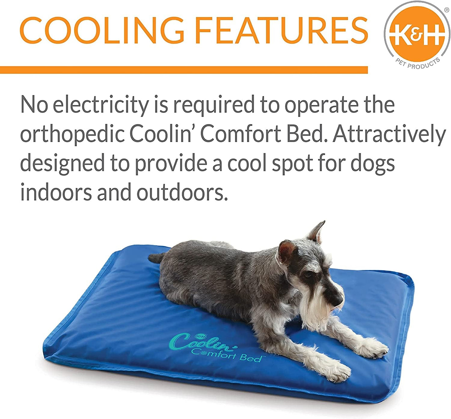 K&H Pet Products Coolin' Comfort Bed Orthopedic Dog Cooling Mat, Cooling Mat for Dogs and Cats, Cooling Dog Bed for Medium Dogs - Blue Medium 22 X 32 Inches