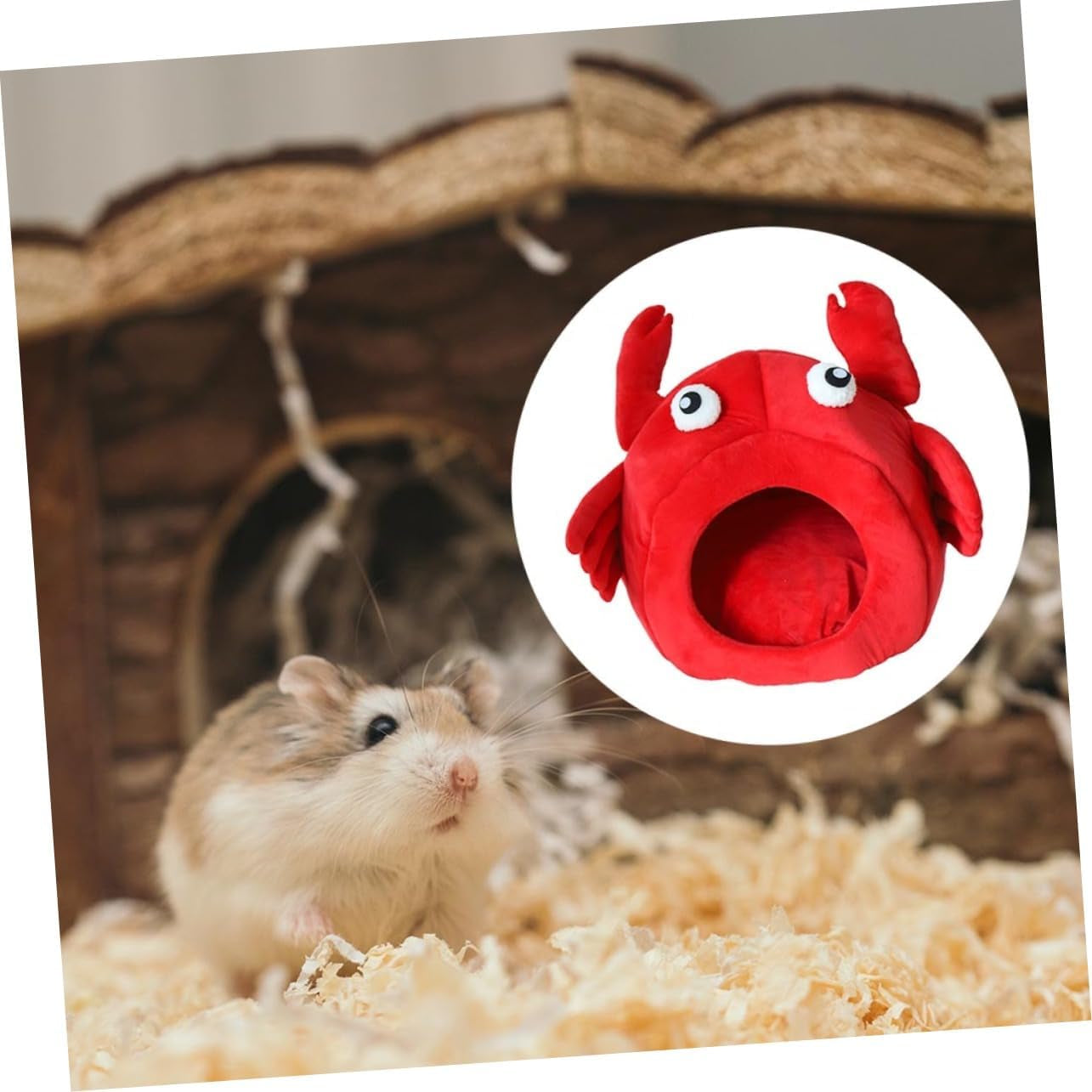 1 Pc Little Pet Crab Nest Guinea Pig Bed Hedgehog Hideout Crab Cat Bed House Small Pet Cotton Dog Sofa Pet Huts Dog Cozy Bed Samll Pet Nest Cat Nest Red Cloth Autumn and Winter