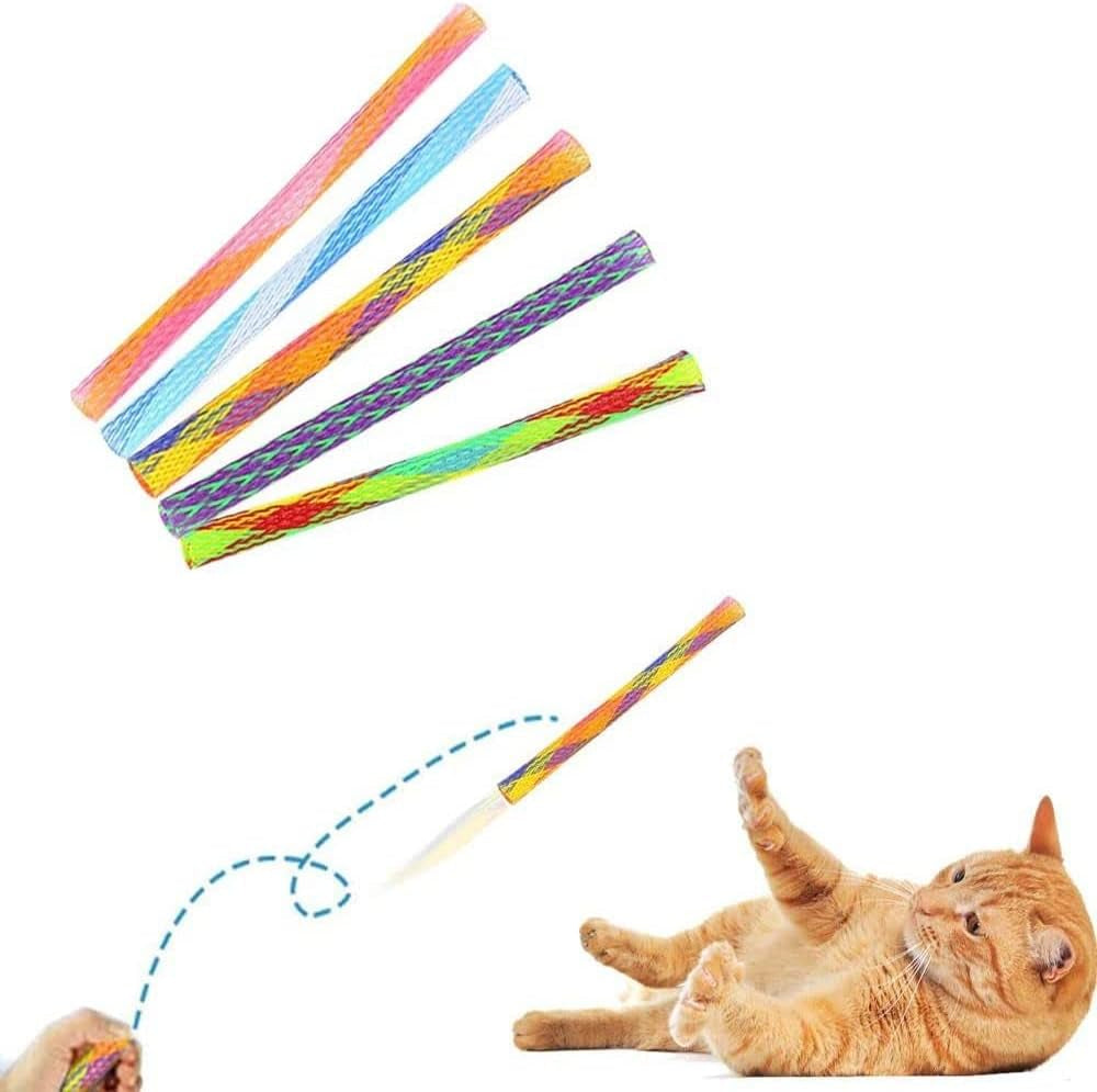 10 Pcs Funny Cat Tube Spring Toys, Interactive Cat Toy for Indoor, Flexible Spiral Spring Colorful Plastic Coil for Kittens to Swat, Bite, Hunt