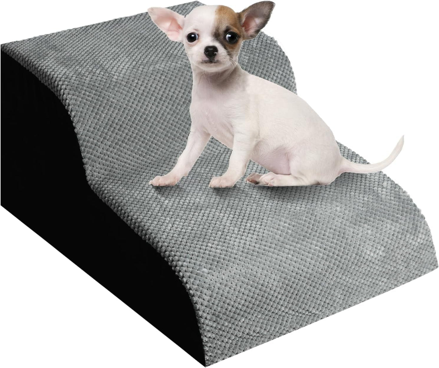 Dog Stairs for Small Dogs, Dog Steps for High Bed and Couch Bed, Pet Steps Stairs for Old Dogs to Get on Bed, with 30D High-Density and Detachable Cleaning (Grey 3 Tiers)