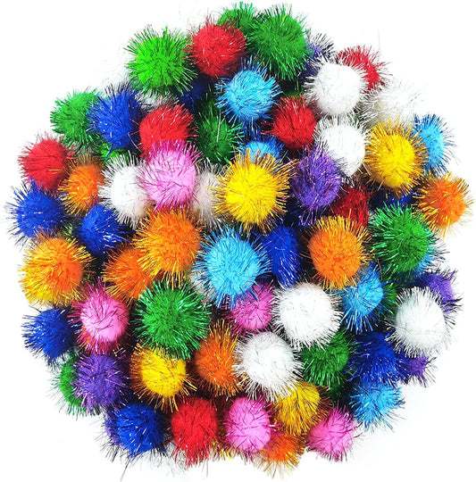 1.8 Inch Assorted Color Flash Ball Cat'S Favorite Toy Ball Tinsel Pom Poms Flash, 100Pcs.