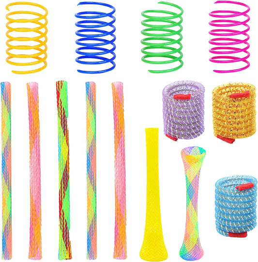 35 Pack Cat Spring Toys Set, Colorful Cat Spring Toy and Cat Spring Tube Toy, Interactive Cat Toy for Indoor Cats, Colorful Cat Plastic Coil for Kittens to Swat, Bite, Hunt (Random Color)