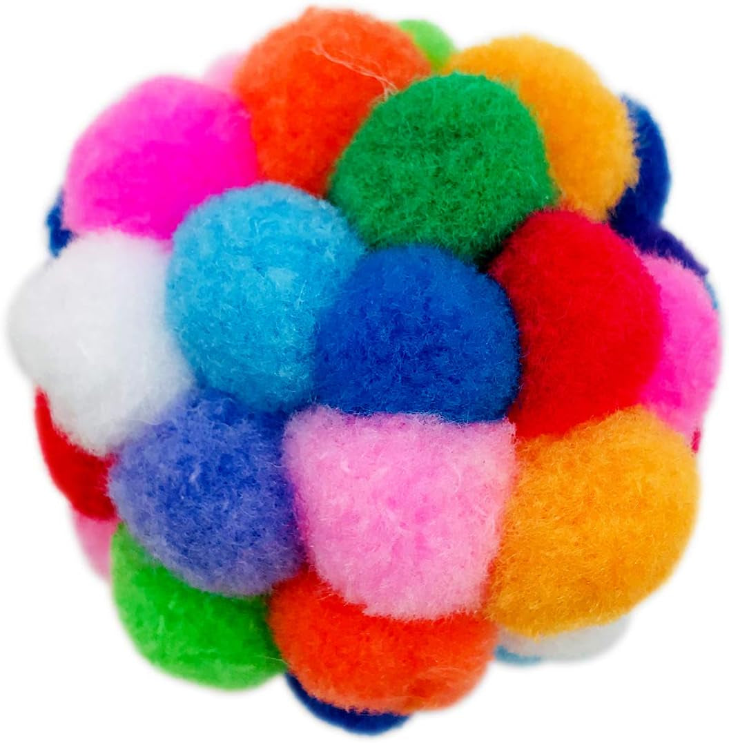 3Pcs Cat Toy Balls Kitten Pompon Ball with Bells Soft Wool Felt Ball Colorful Interactive Playing Chewing Training Teaser Toy