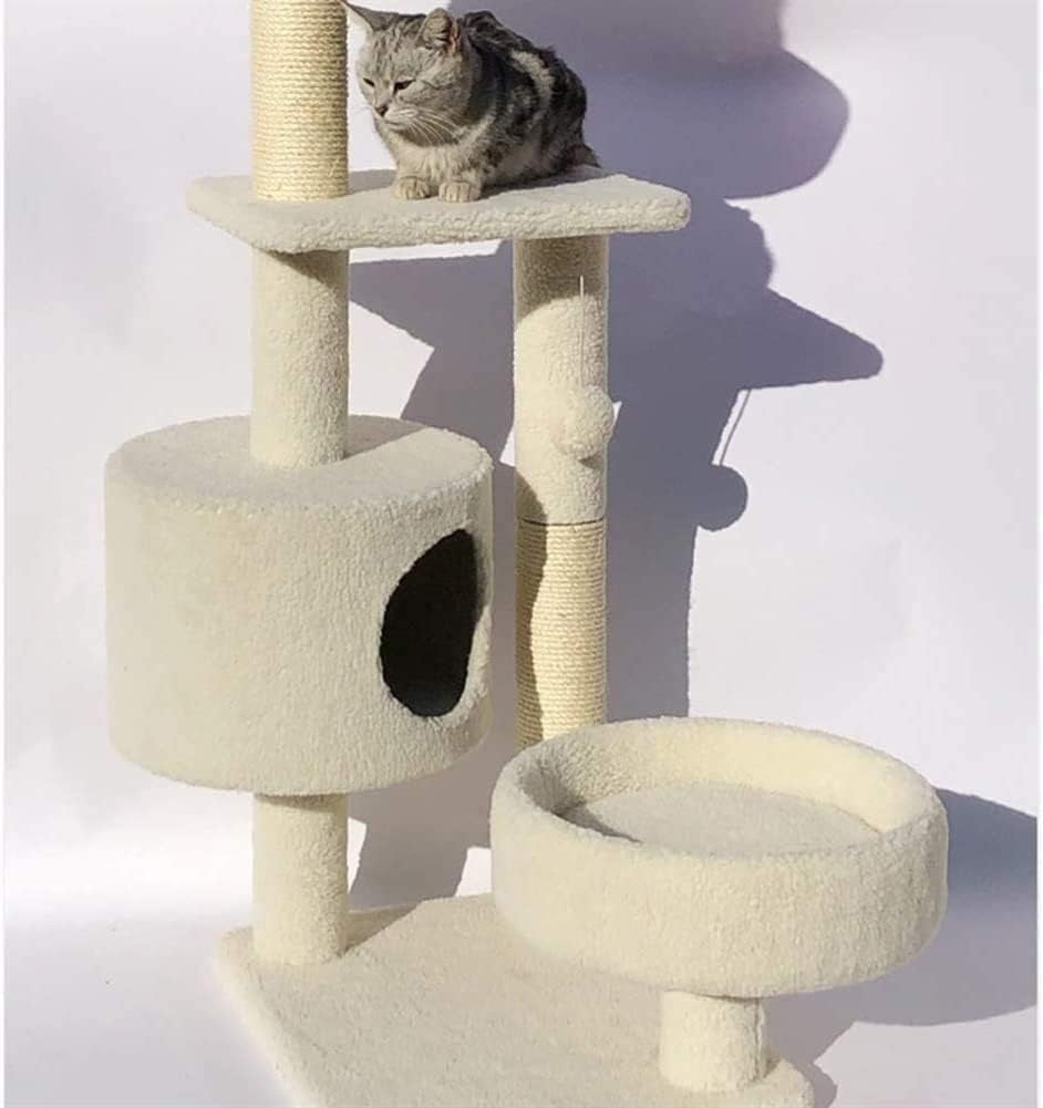 Multi-Level Cat Tree Cat Tower for Indoor Cats, Tall Plush Perch with Spacious Cat Condos, Cat Furniture with House for Rest & Fun