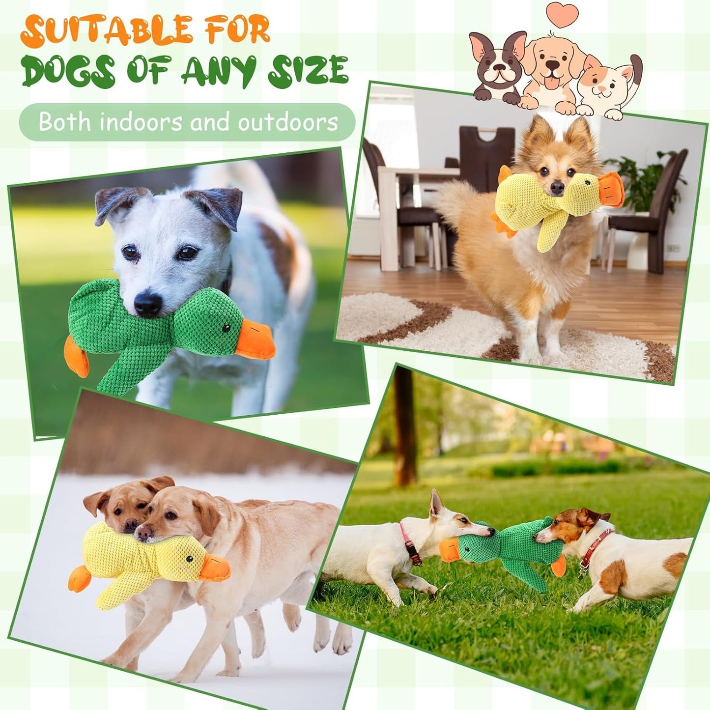 2 Pcs Squeaky Dog Toys, Duck Soft Plush Dog Toys for Aggressive Chewer, Tough Plush Dog Toys for Large Dogs, Crinkle Interactive Puppy Dog Toys for Small Medium Dogs