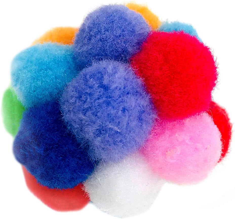 3Pcs Cat Toy Balls Kitten Pompon Ball with Bells Soft Wool Felt Ball Colorful Interactive Playing Chewing Training Teaser Toy