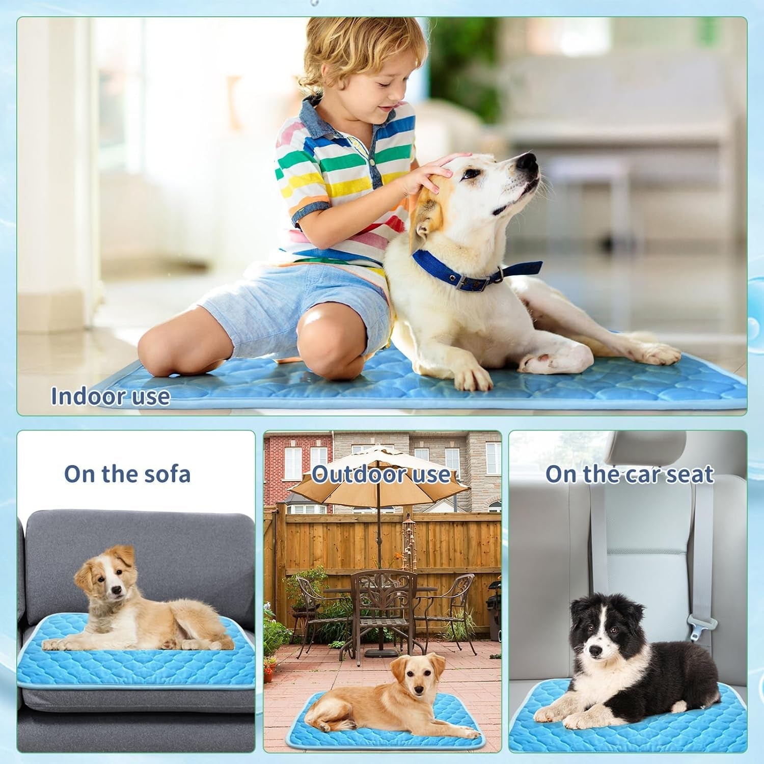 Dog Cooling Mat for Dogs Non-Toxic Self Cooling Pad & Easy Clean in Hot Summer Large 39X27In