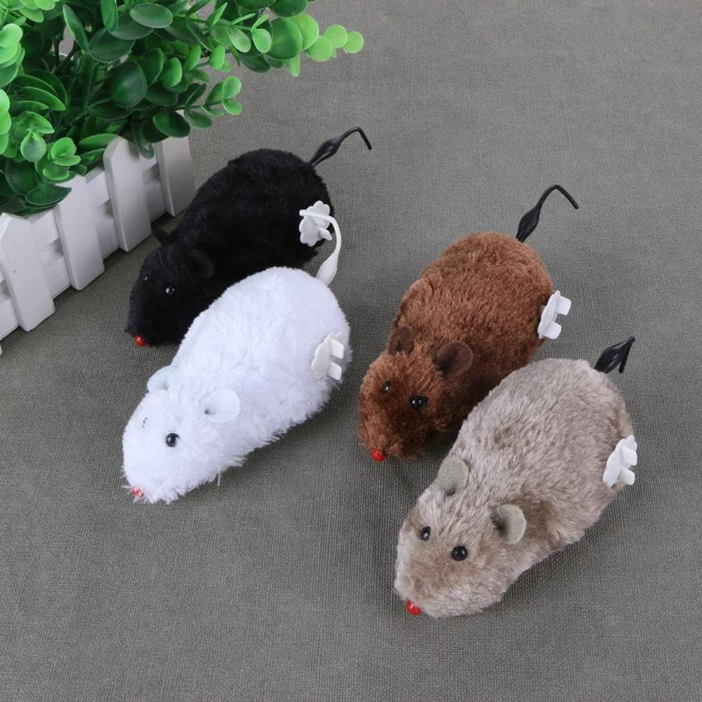 1 Pc Furry Mice Cat Toy Wind up Toys Realistic Mouse Toys Funny Moving Toys, Interactive Play Mouse Toy for Cat Kitten