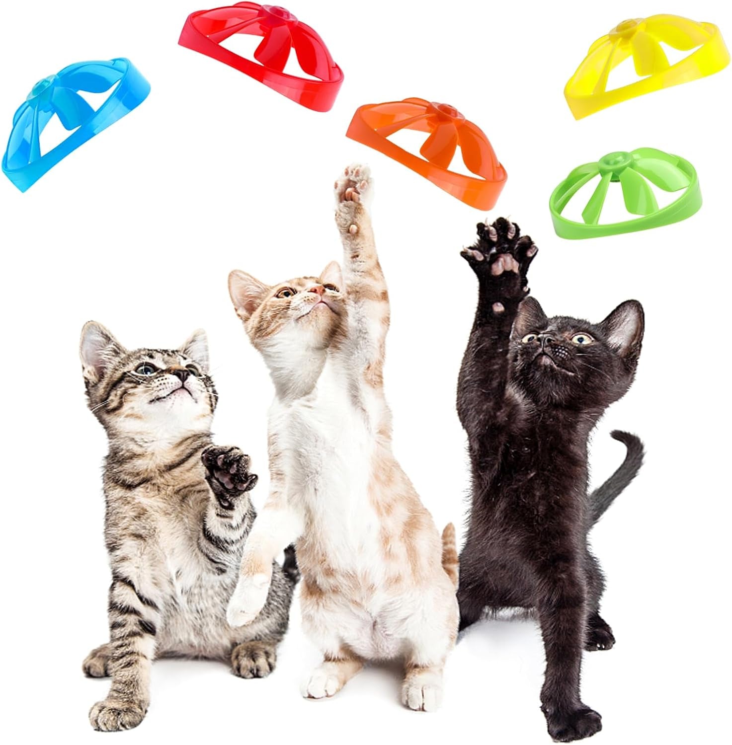 17Pcs Cat Fetch Toy,Cat Palying Tracking Interactive Toys with Flying Propellers for Cat Kitten Indoor and Outdoor Chasing Training Hunting Chasing Supply