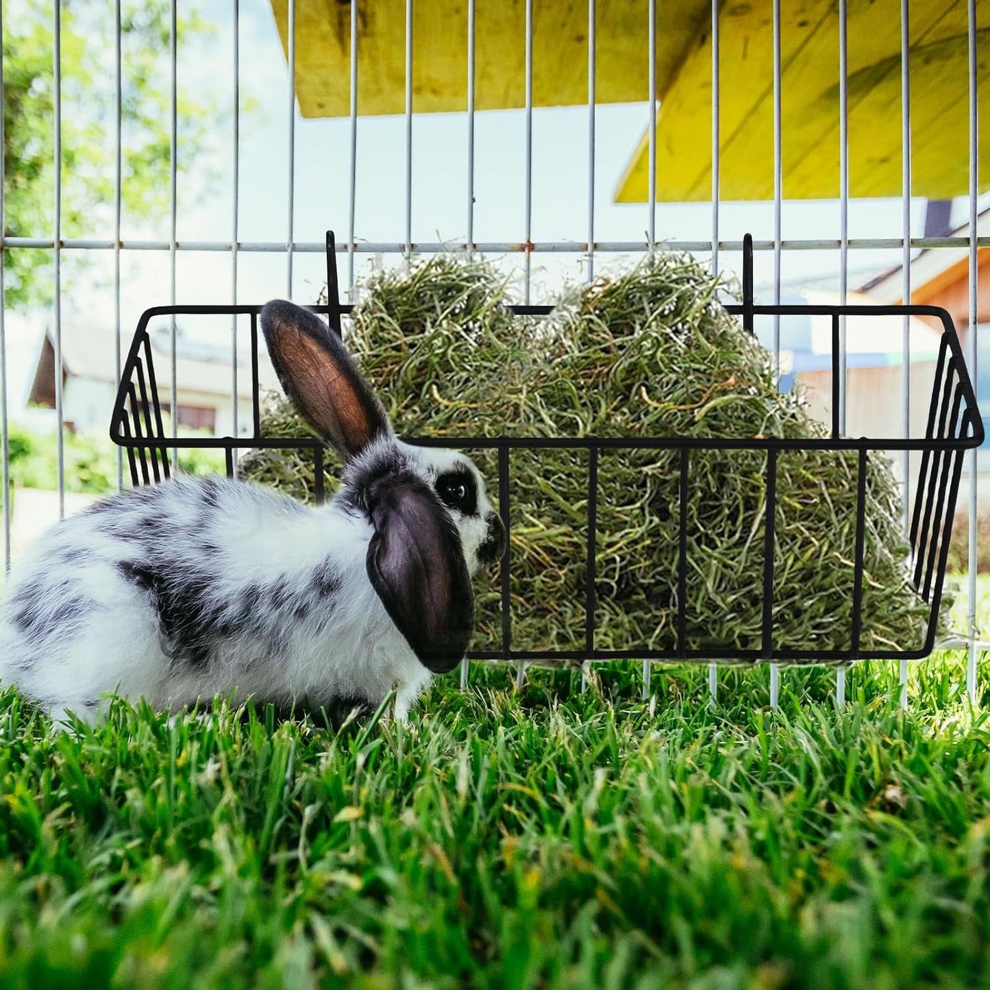 YASUOA Rabbit Hay Feeder with Hooks, Heavy-Duty Metal Hay Holder, Small Pet Hay Feeder, Ideal Feeding Supplies for Rabbits （4Packs）